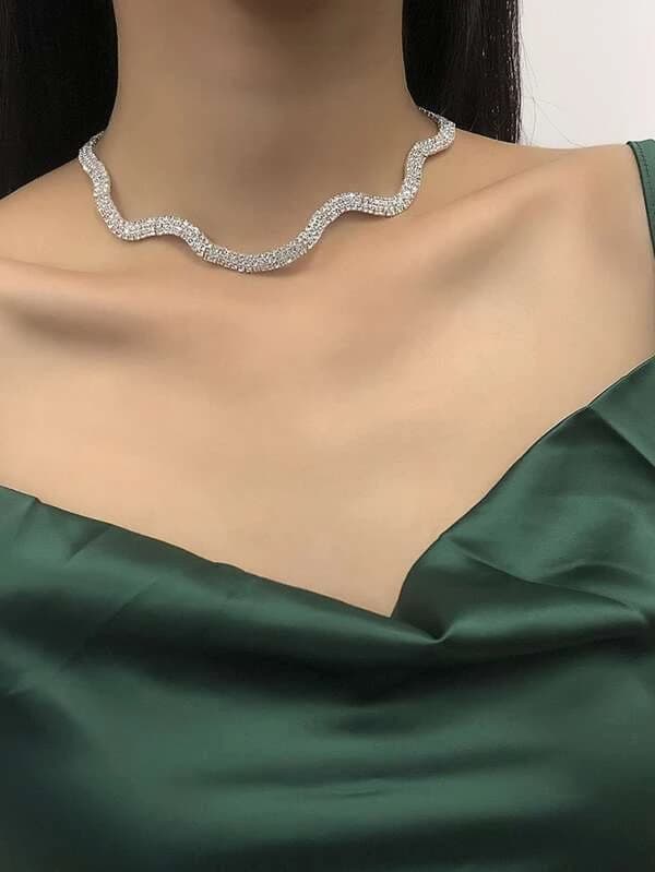 สร้อยคอ ตกแต่ง พลอยเทียม  kk-256