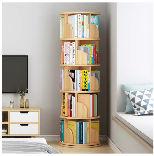 UTI77-ชั้นวางของ5ชั้น ชั้นวางหนังสือ ตู้วางหนังสือ ตู้โชว์ ชั้นวางหนังสืออเนกประสงค์ หมุนได้360องศา ประหยัดพื้นที่