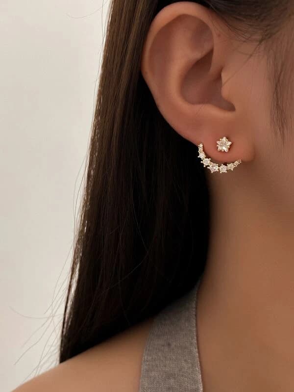 ต่างหูเข้าคู่ (Earring Jackets) ประดับแก้วสี e-30